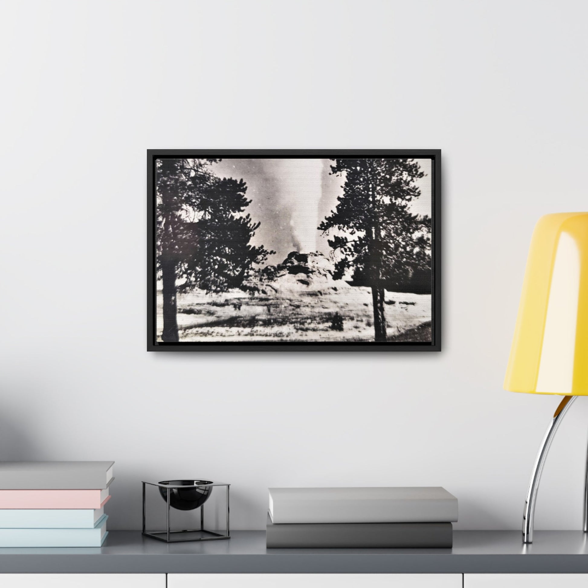 Castle Geyser Yellowstone Gallery Canvas Wraps Horizontal Frame - 18″ x 12″ Black 1.25" - Canvas
