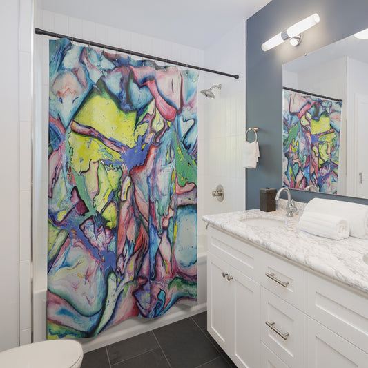 Alien Vibrant Abstract Shower Curtain - - shower curtain