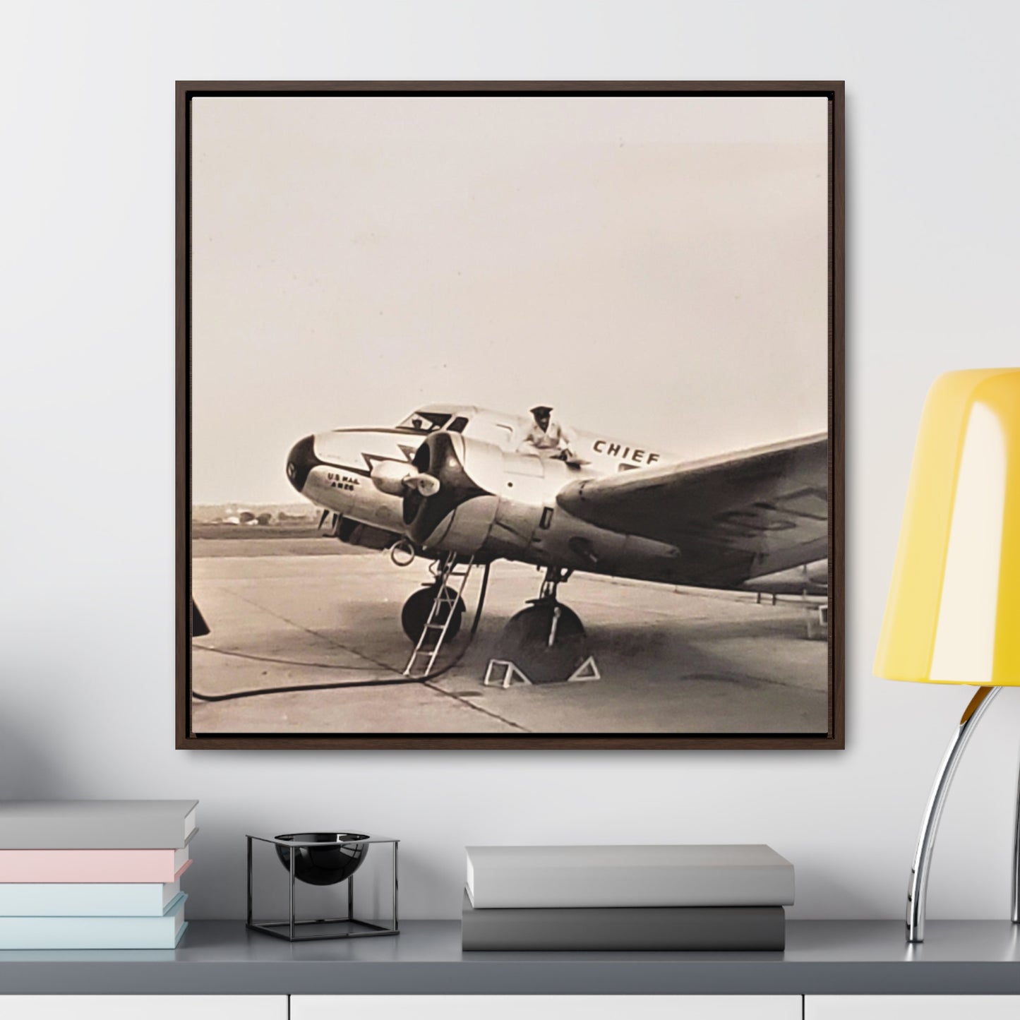 Refueling Mid-Contintent Chief Line 1939 Gallery Canvas Wraps, Square Frame