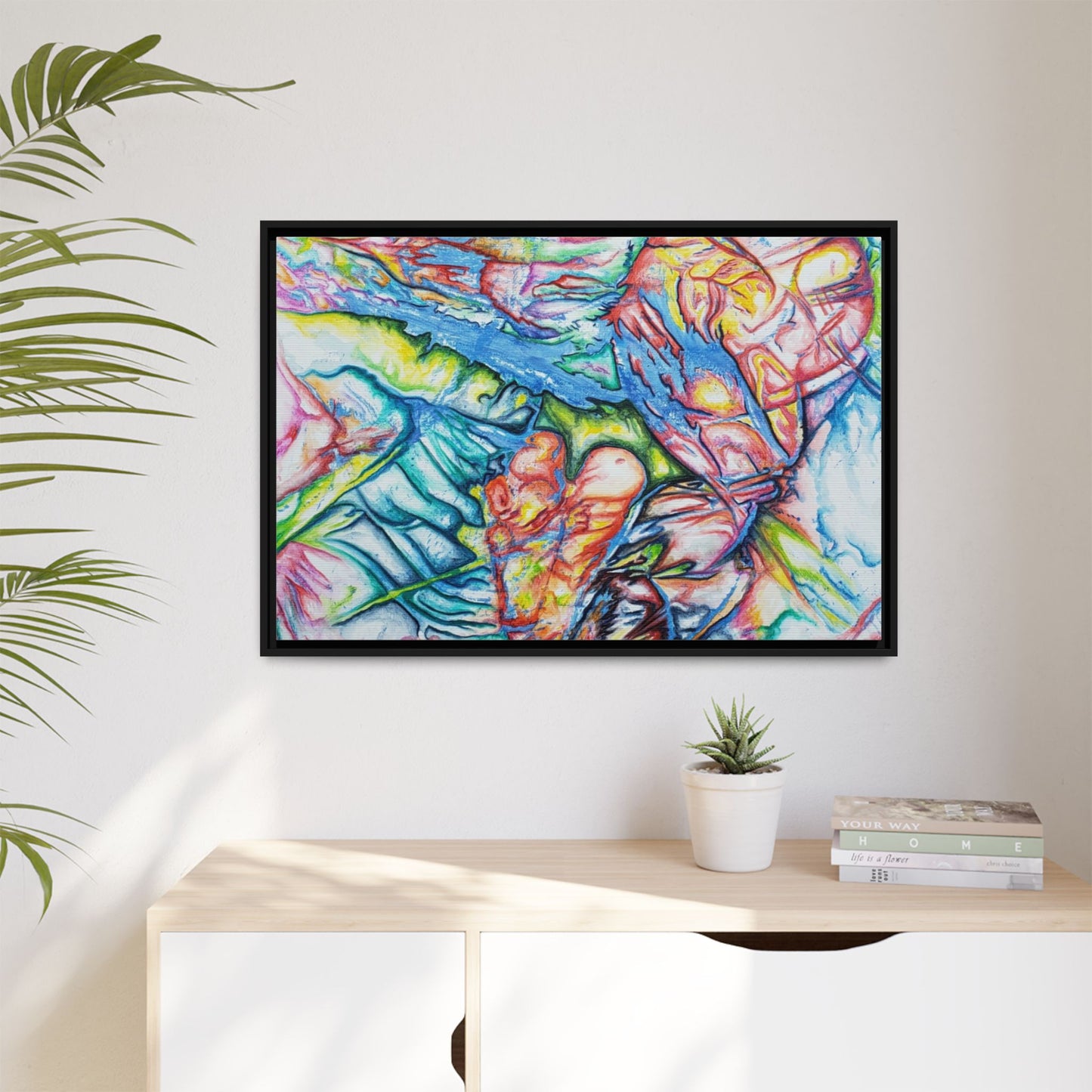 Multi-Color Abstract Framed Canvas Art Print - Kia Day Design