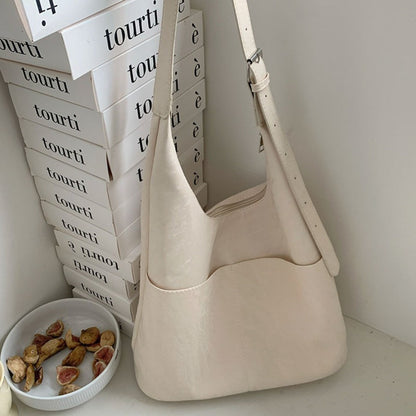 Soft large capacity hobo bag, women's summer work shoulder bag, shoulder bag, casual commuter tote bag - -