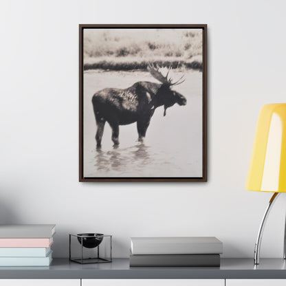 Yellowstone Bull Moose Gallery Canvas Wraps Vertical Frame 16″ x 20″ Premium Gallery Wraps (1.25″) Walnut