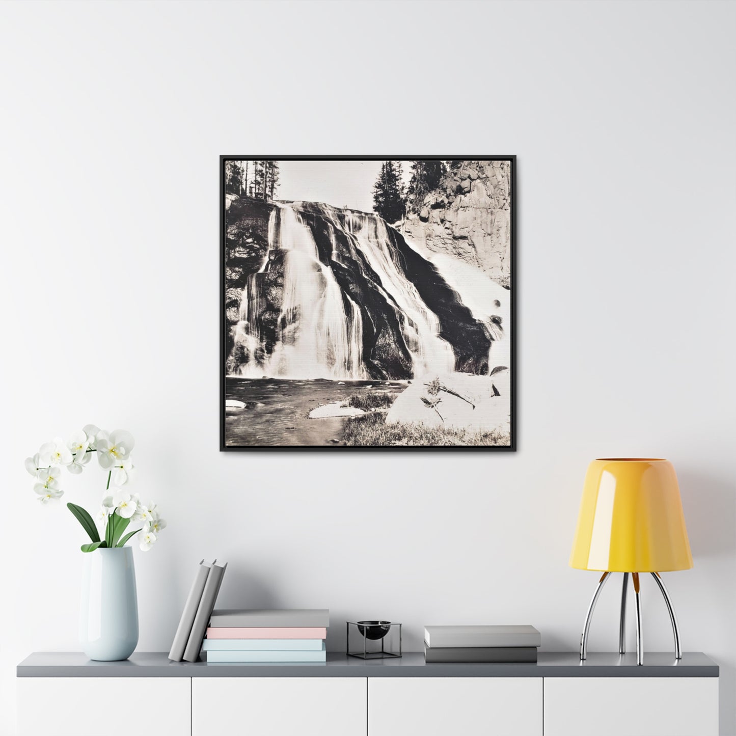 Gibbon Falls Yellowstone Gallery Canvas Wraps, Square Frame