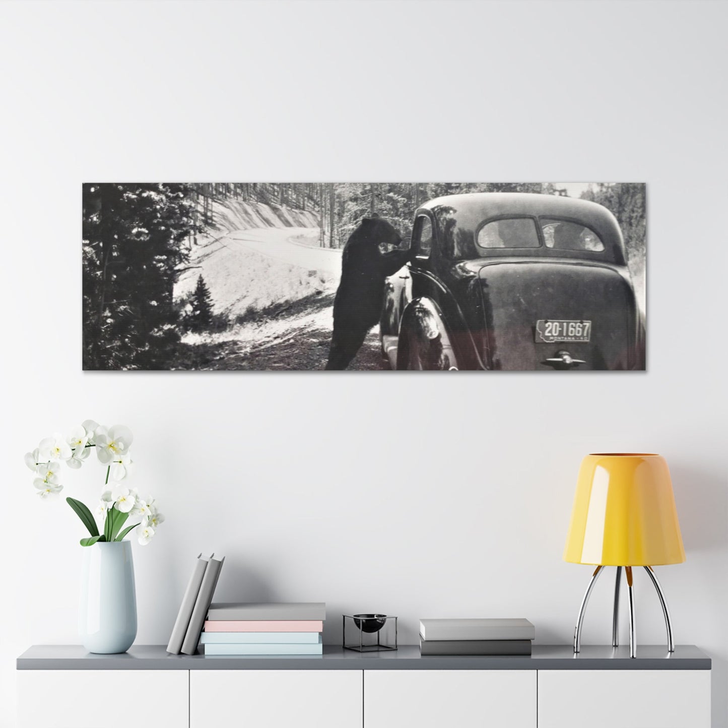 Yellowstone Bear Car Canvas Gallery Wraps 60″ x 20″ 1.25"