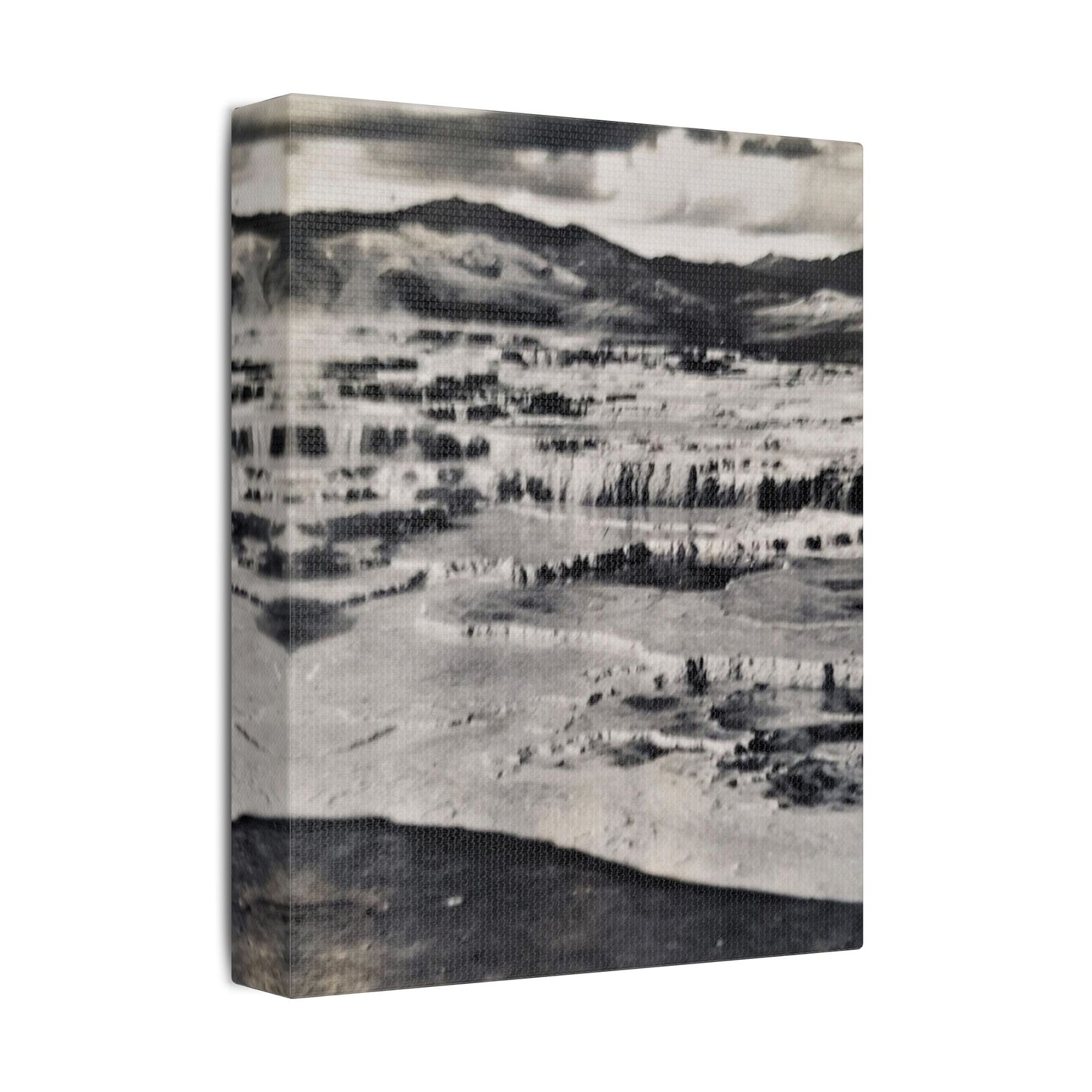 Springs at top of Jupiter Terrace Yellowstone Satin Canvas, Stretched