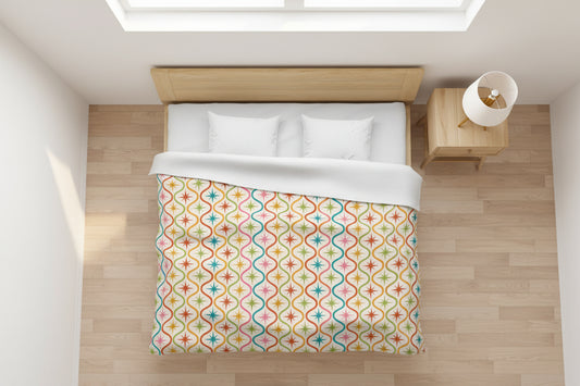 Colorful Patterned Microfiber Duvet Cover - King White - Home Decor