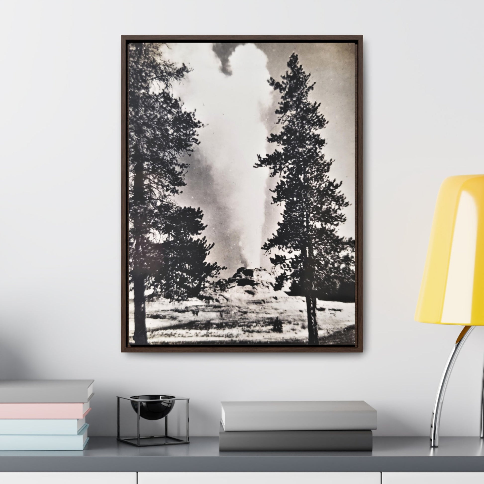 Castle Geyser Yellowstone Gallery Canvas Wraps Vertical Frame - 18″ x 24″ Premium Gallery Wraps (1.25″) Walnut - Canvas