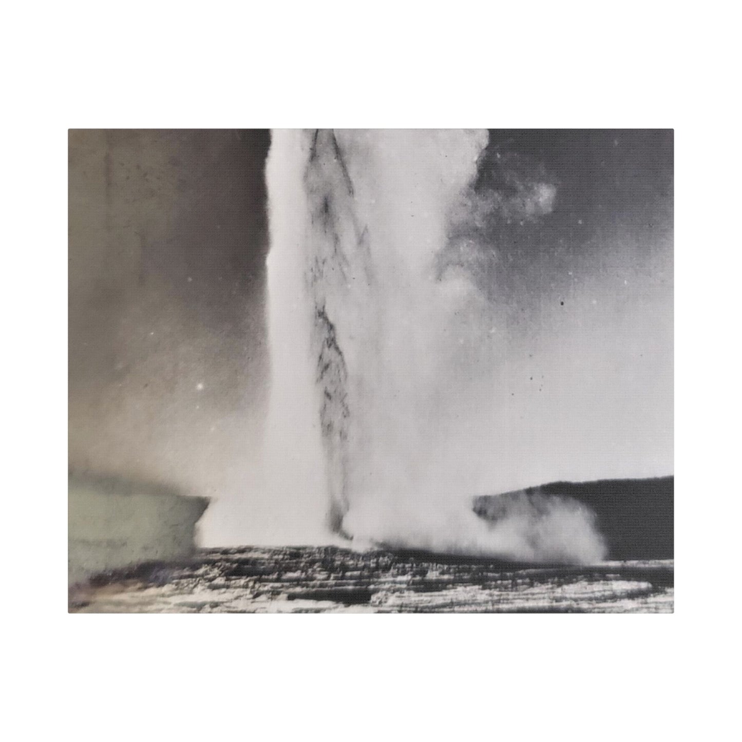 Old Faithful Geyser Yellowstone Satin Canvas, Stretched