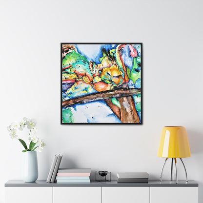 Owl In Flight Gallery Canvas Wraps, Square Frame Printify