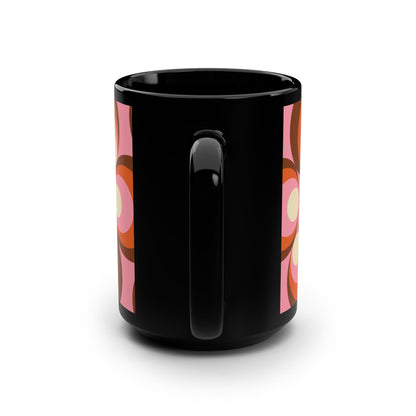 Retro Patterned 15oz Black Mug - Kia Day Design