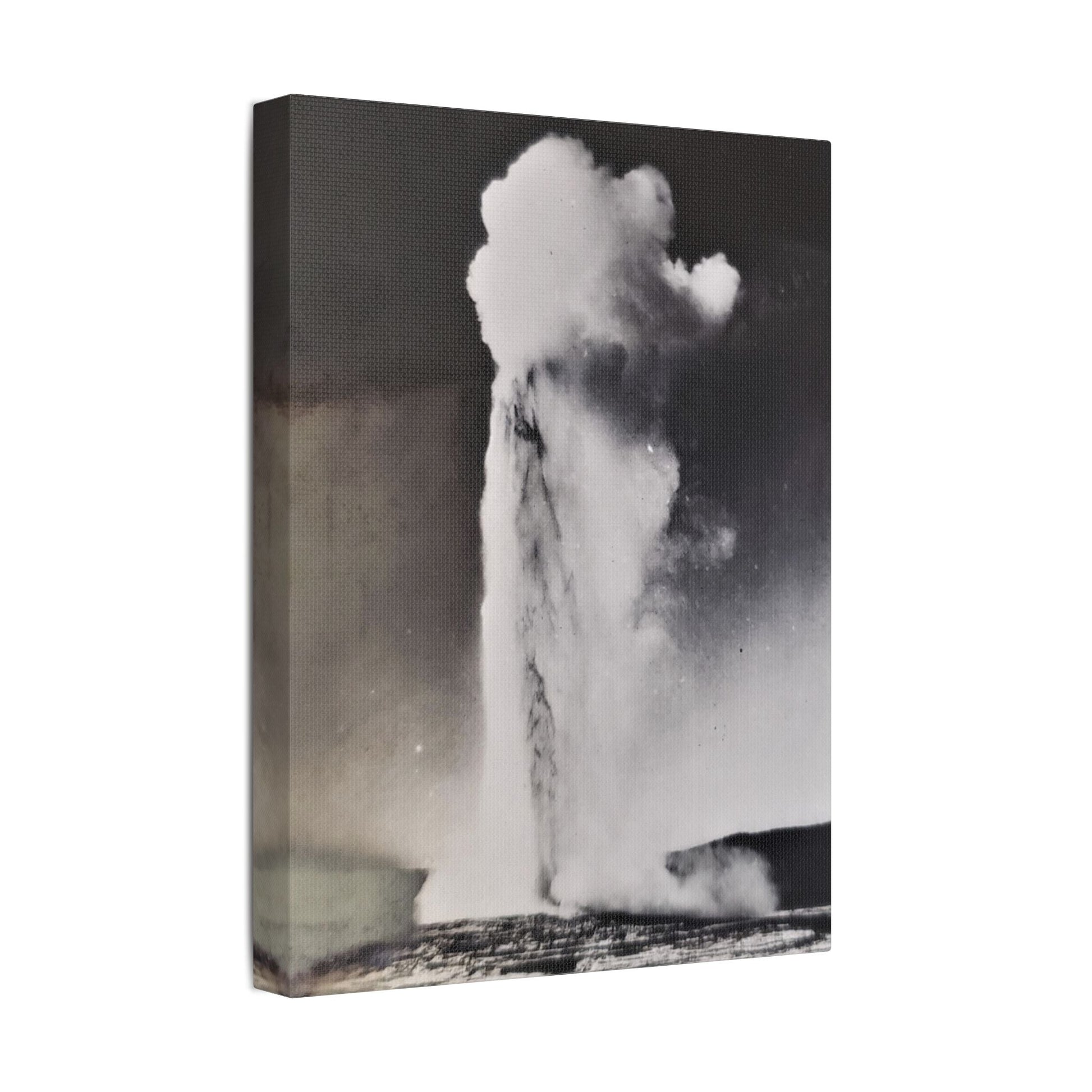 Old Faithful Geyser Yellowstone Satin Canvas Stretched