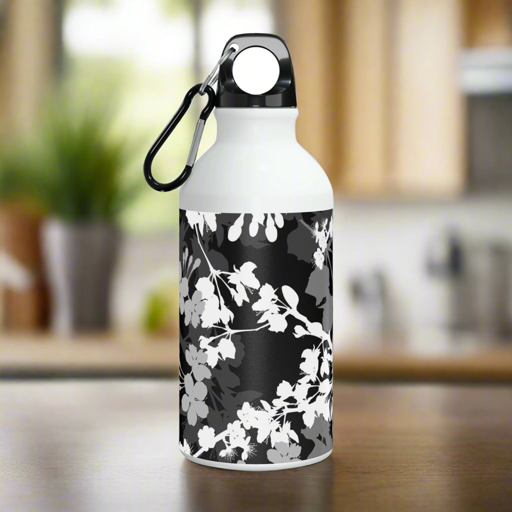 Black and White Blossoms Oregon Sport Bottle