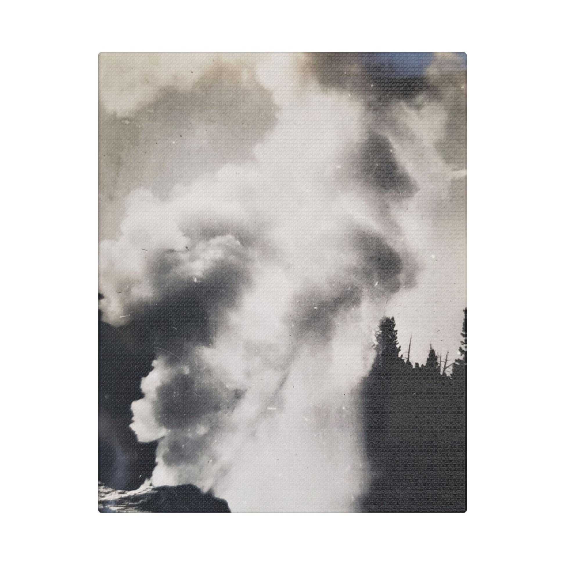 Riverside Geyser Yellowstone Satin Canvas Stretched