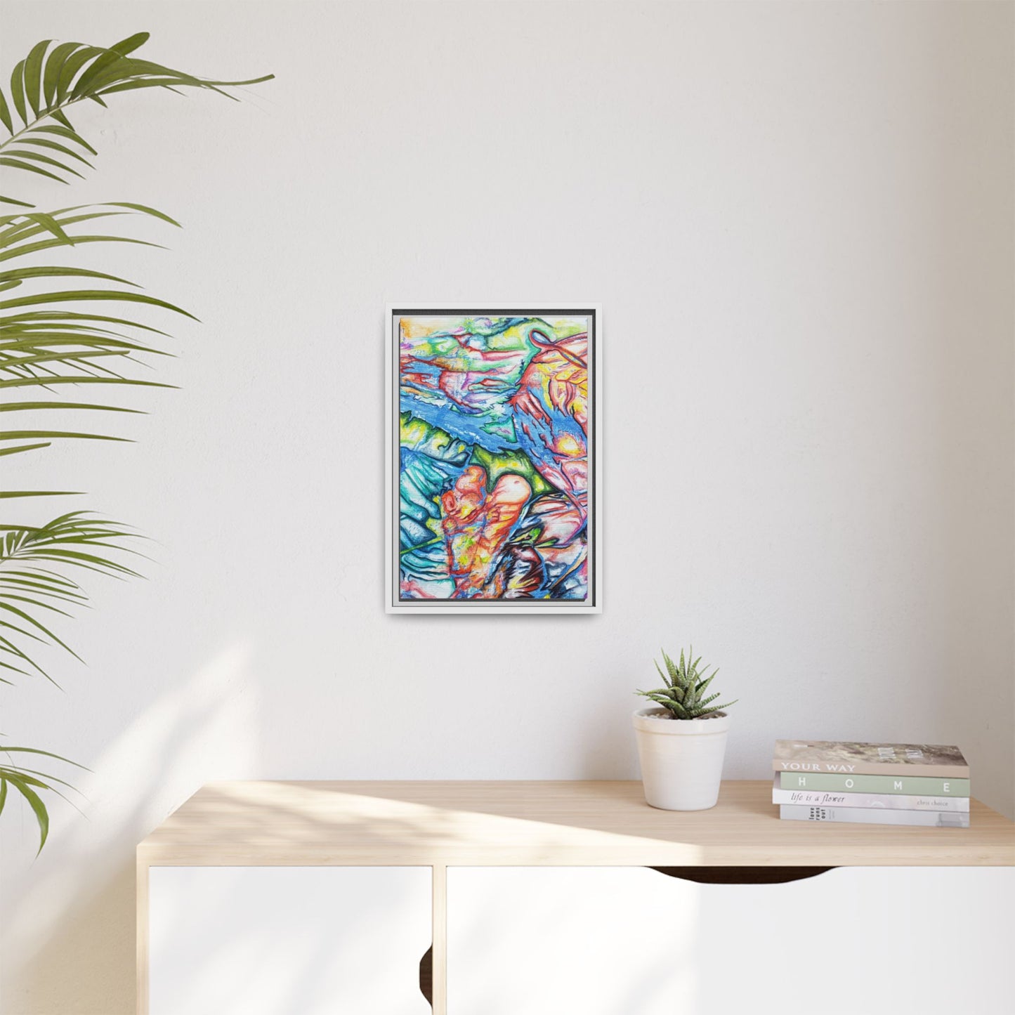 Multi-Color Abstract Framed Canvas Art Print - Kia Day Design
