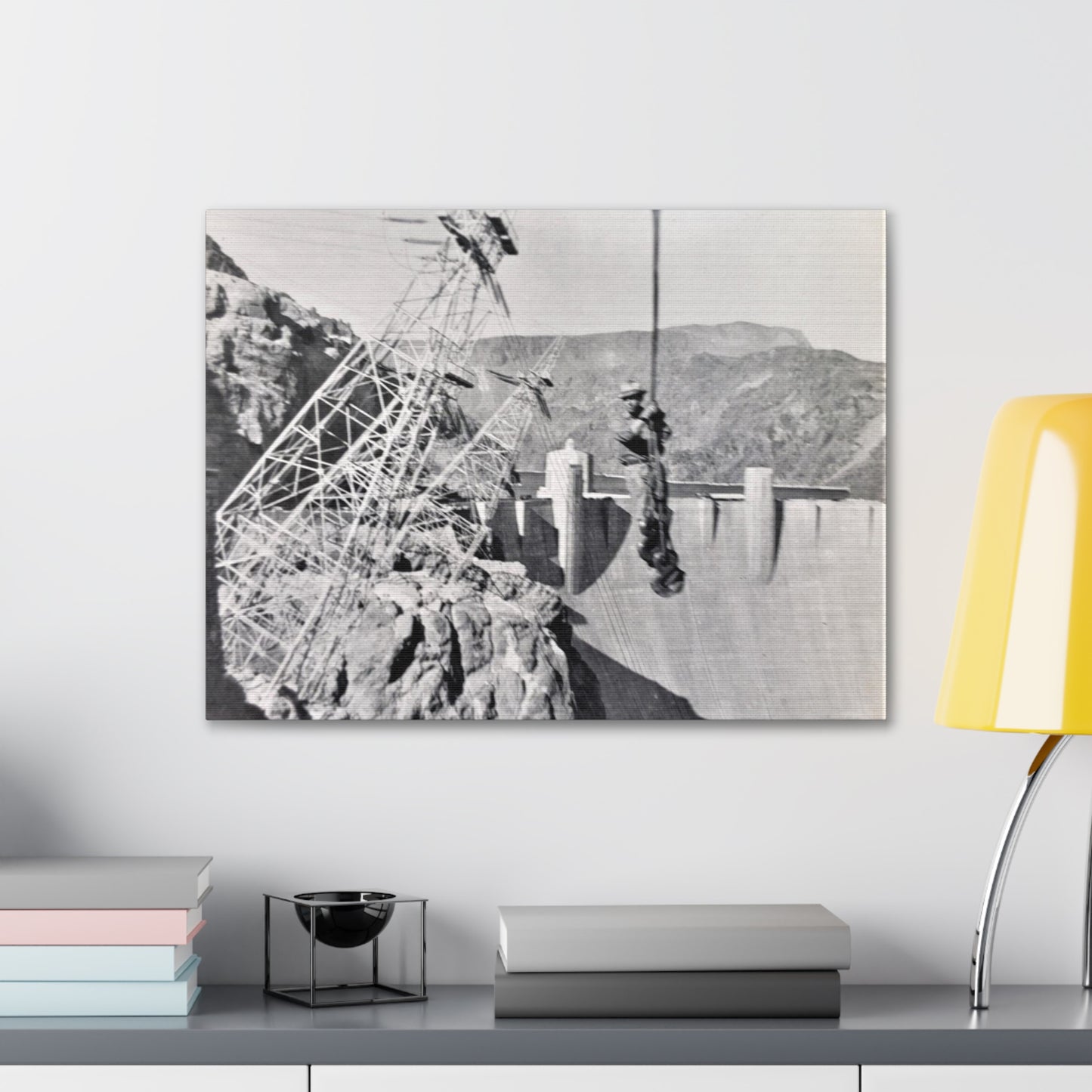 Suspended Boulder Dam Worker Canvas Gallery Wraps