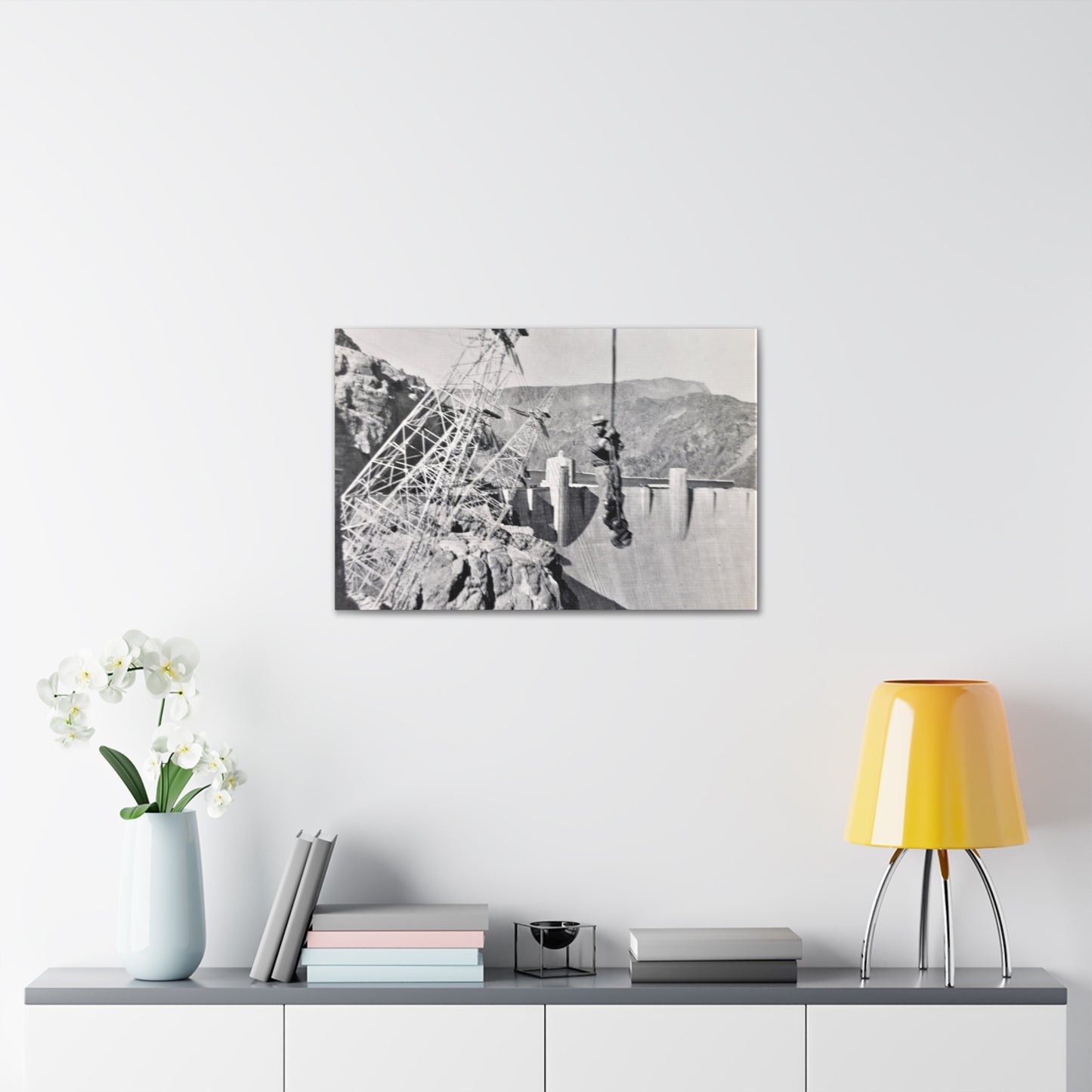 Suspended Boulder Dam Worker Canvas Gallery Wraps