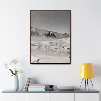 Mammoth Hot Springs Gallery Canvas Wraps Vertical Frame 30″ x 40″ Premium Gallery Wraps (1.25″) Walnut