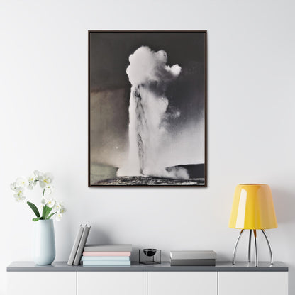 Old Faithful Geyser Yellowstone Gallery Canvas Wraps Vertical Frame 30″ x 40″ Premium Gallery Wraps (1.25″) Walnut