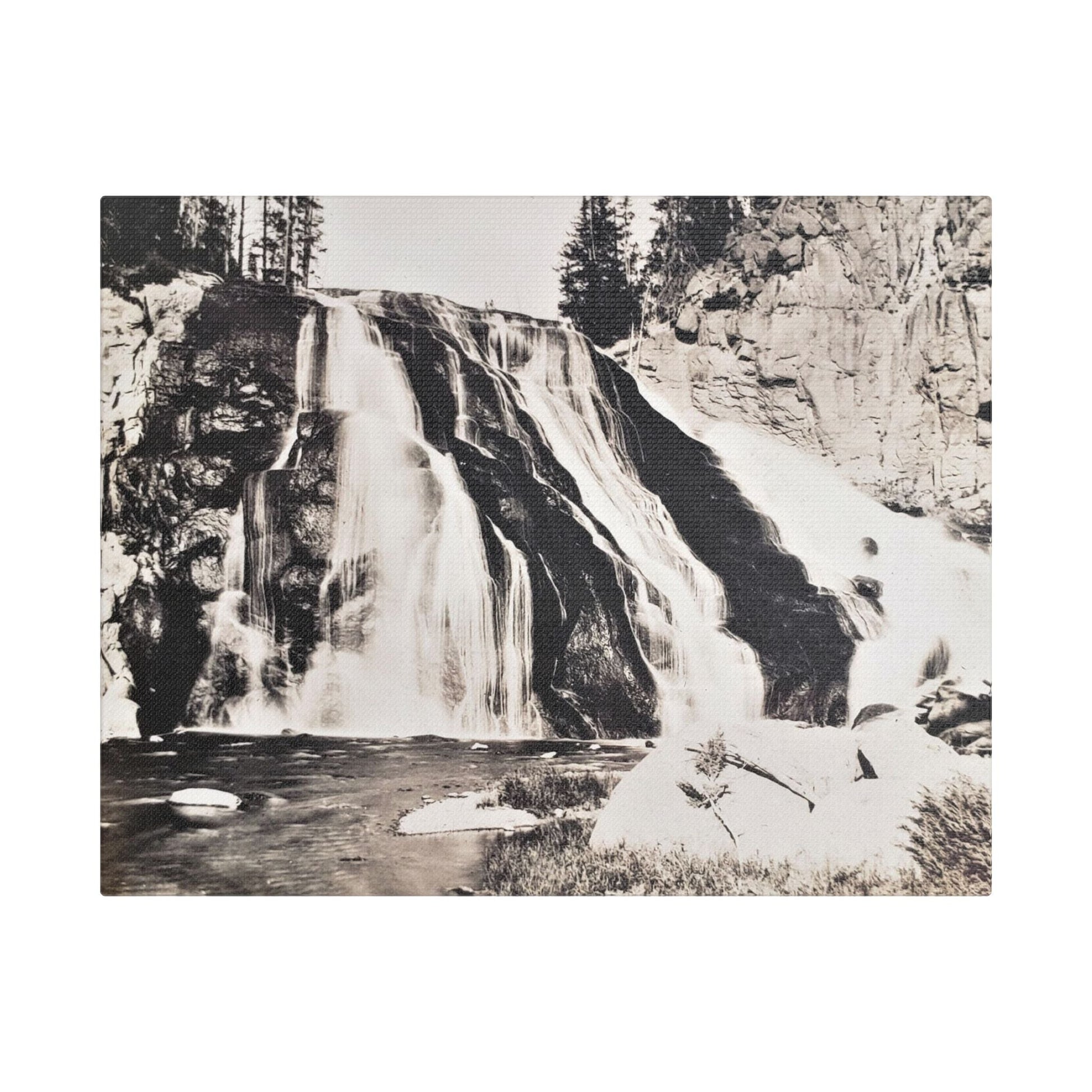 Gibbon Falls Yellowstone Satin Canvas Stretched