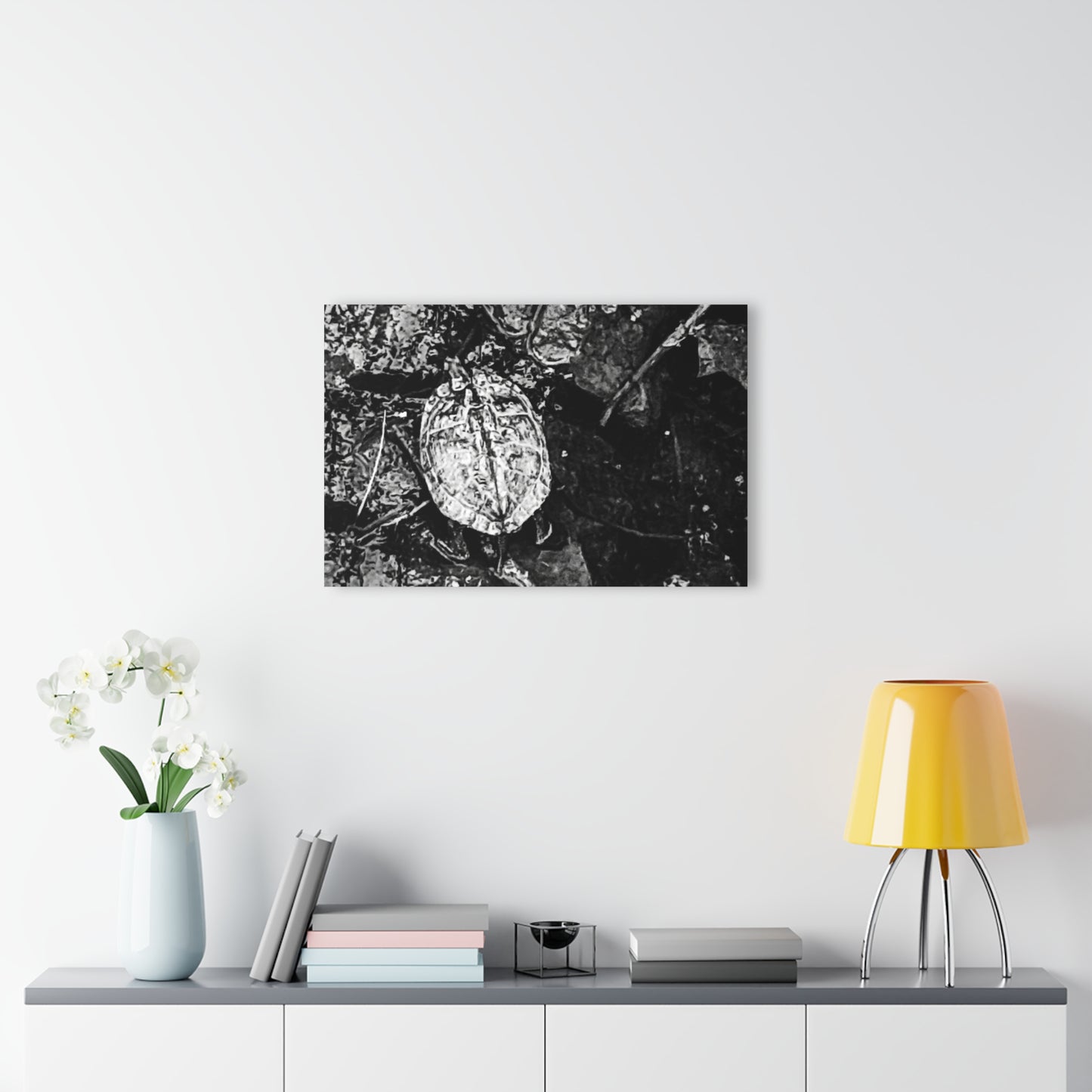 Black & White Turtle Macro Acrylic Print — Modern Nature Wall Art French Cleat Hanging - - Home Decor