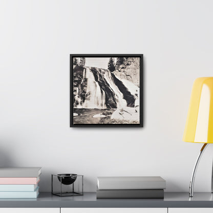 Gibbon Falls Yellowstone Gallery Canvas Wraps Square Frame 12″ x 12″ Premium Gallery Wraps (1.25″) Black