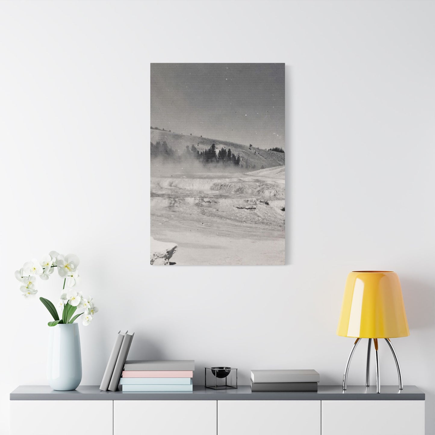 Mammoth Hot Springs Satin Canvas, Stretched