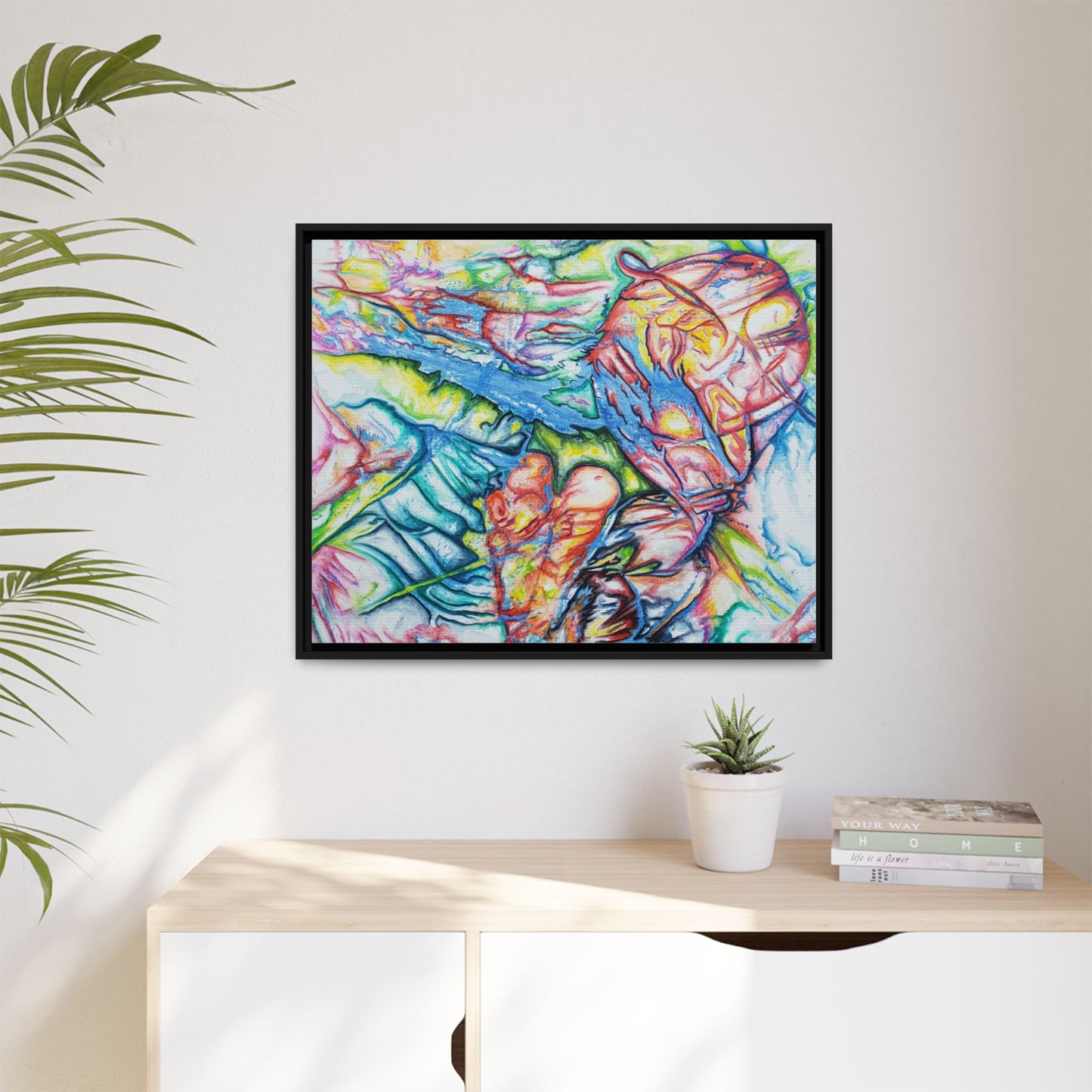 Multi-Color Abstract Framed Canvas Art Print - Kia Day Design