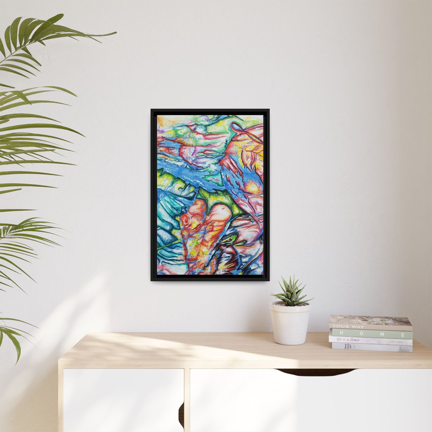 Multi-Color Abstract Framed Canvas Art Print - Kia Day Design