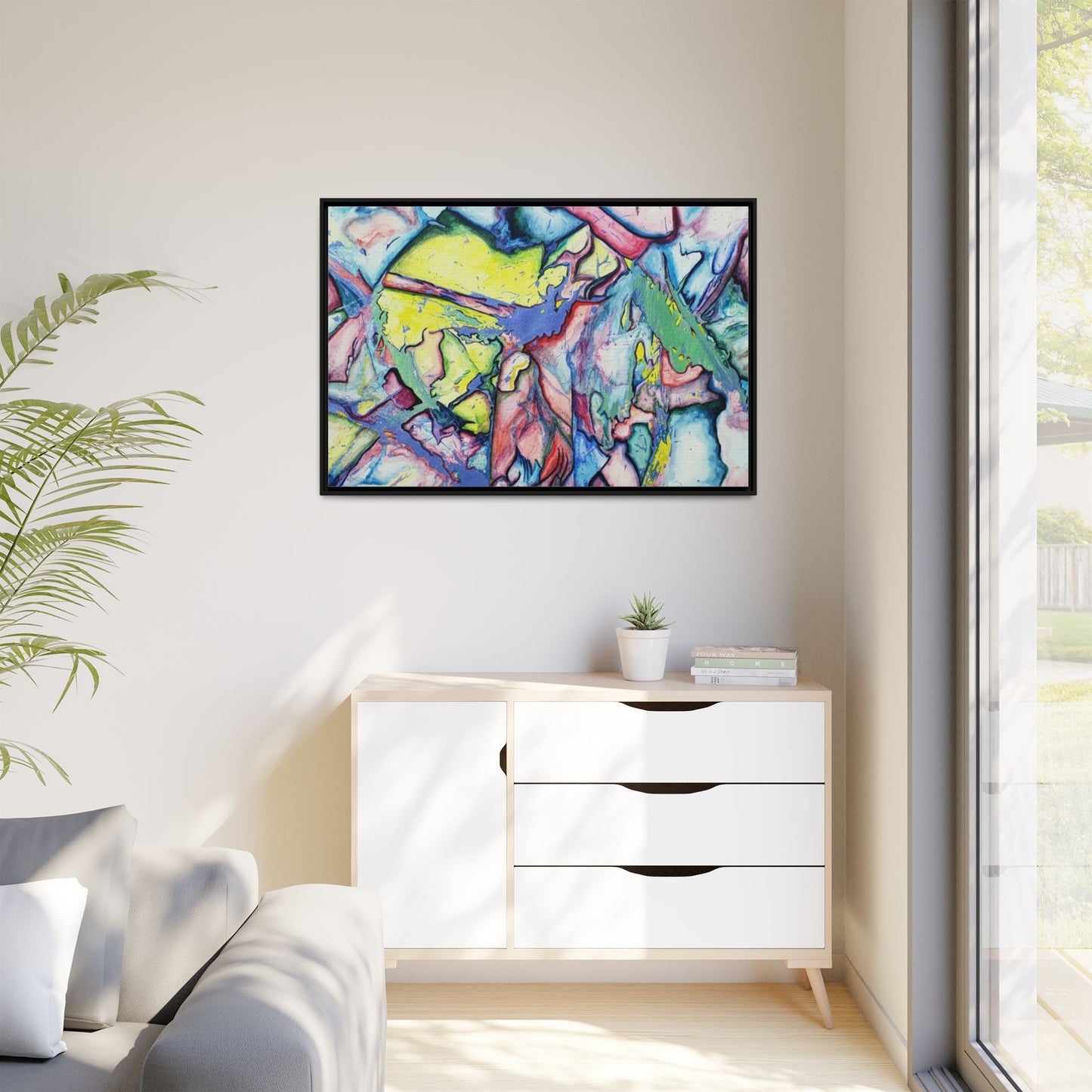 Alien Abstract Colorful Framed Canvas Art - Kia Day Design