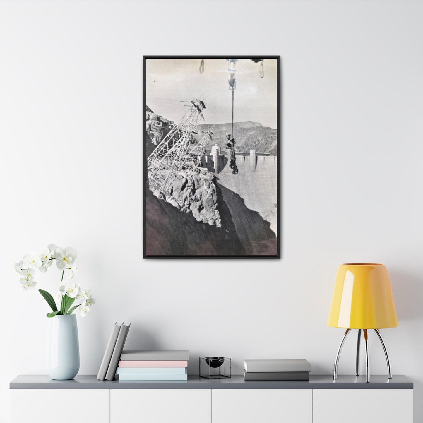 Suspended Boulder Dam Worker Gallery Canvas Wraps, Vertical Frame