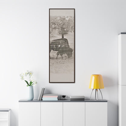 Buffalo at Redwood Falls Gallery Canvas Wraps Vertical Frame 20″ x 60″ Premium Gallery Wraps (1.25″) Walnut