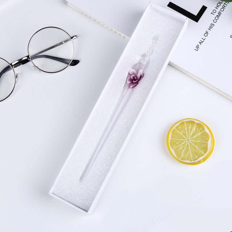 Artisan Glass Pen & Gold Ink Collection - Pink - glass pen