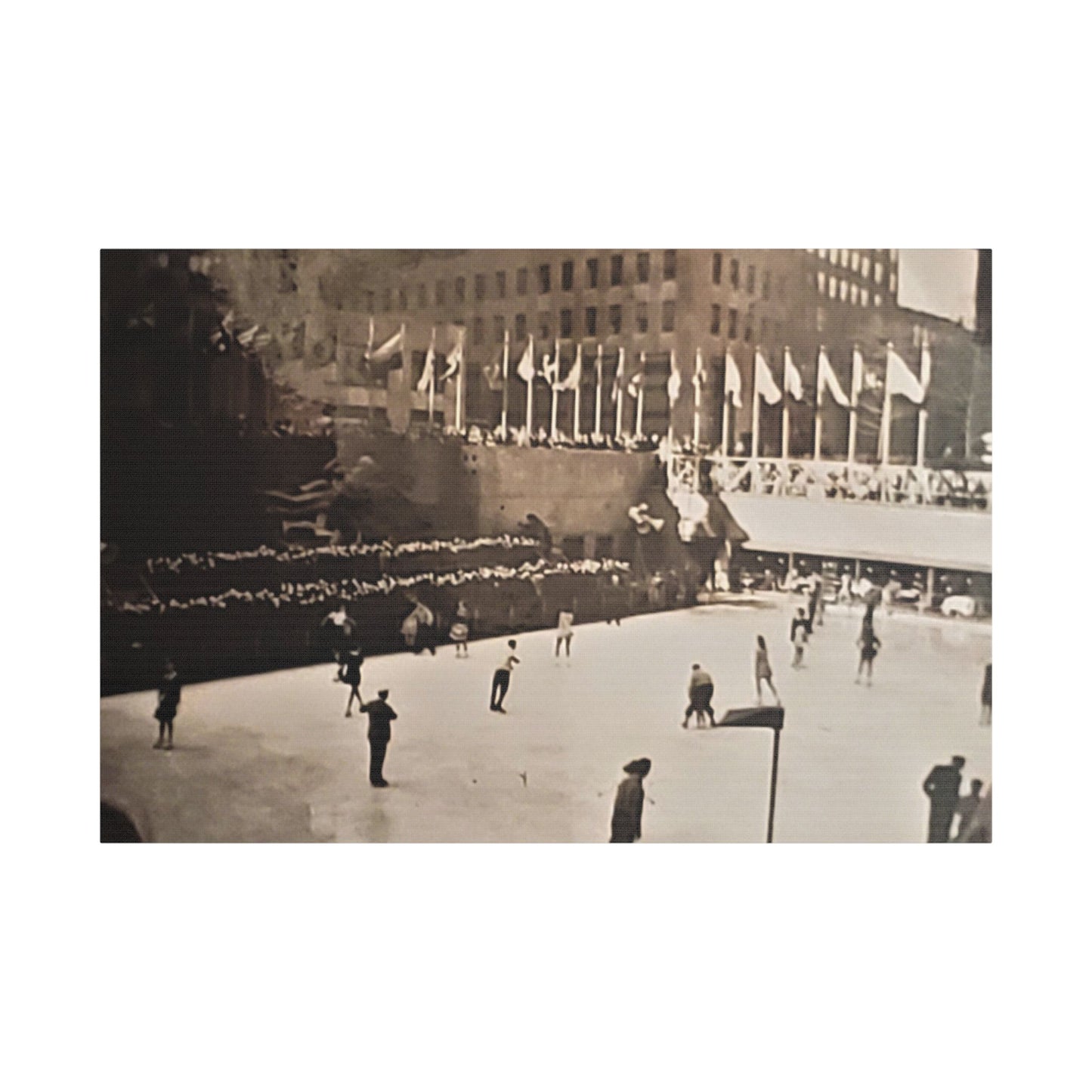 Rockefeller Plaza Easter 1945 Satin Canvas, Stretched