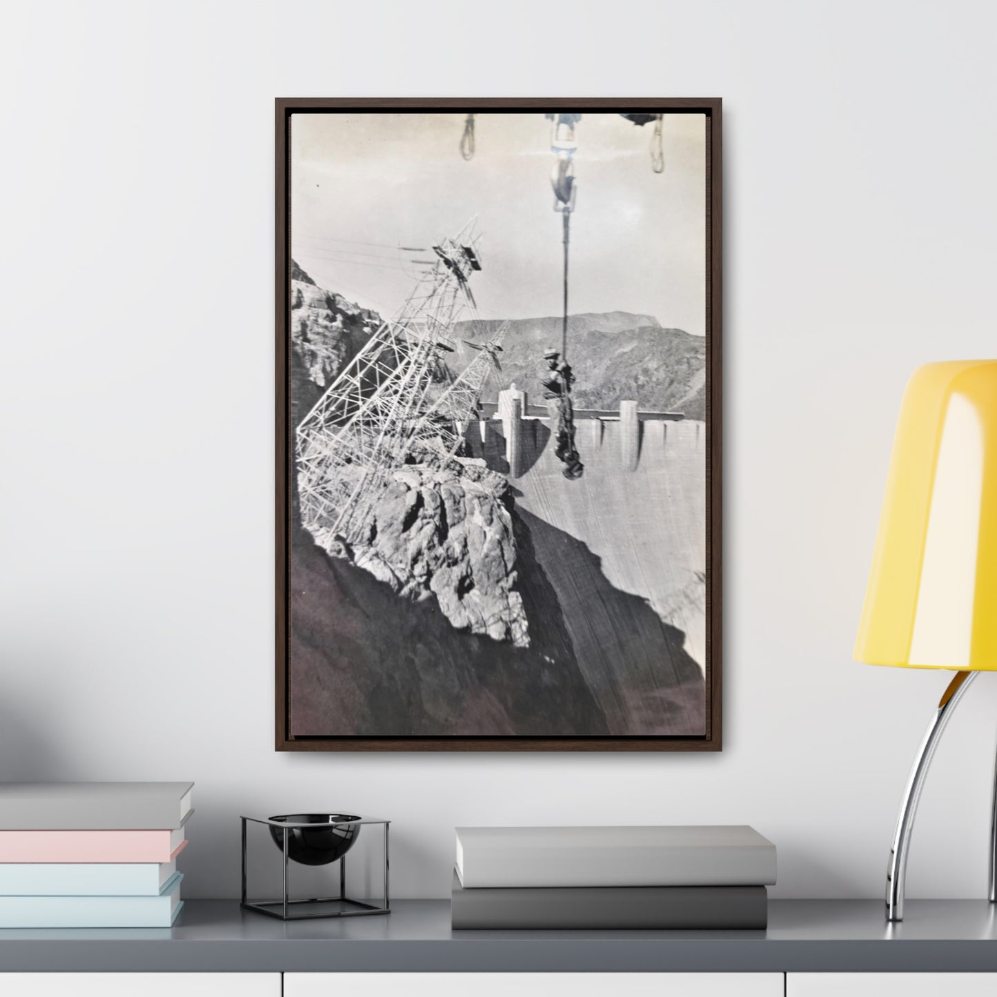 Suspended Boulder Dam Worker Gallery Canvas Wraps, Vertical Frame