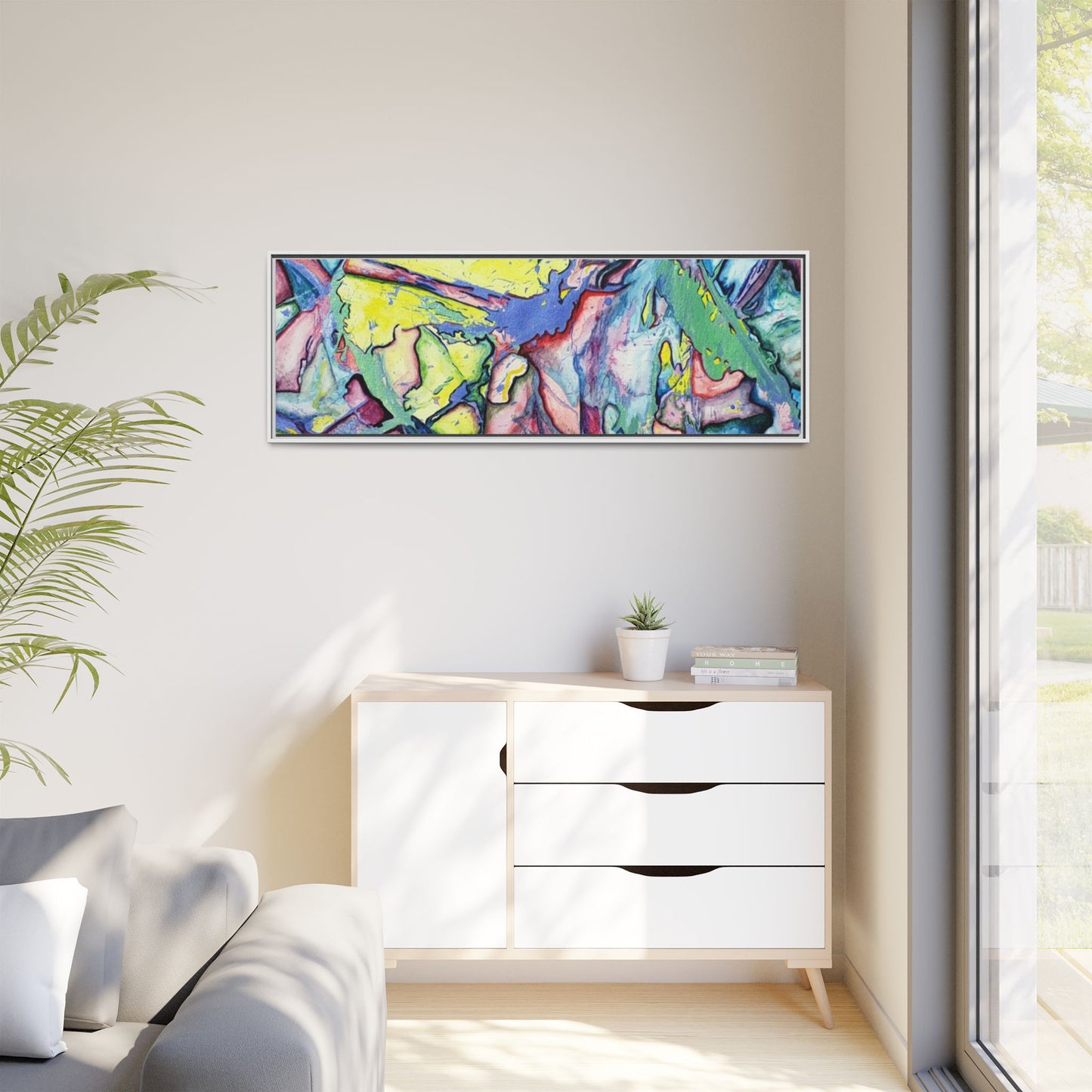 Alien Abstract Colorful Framed Canvas Art - Kia Day Design