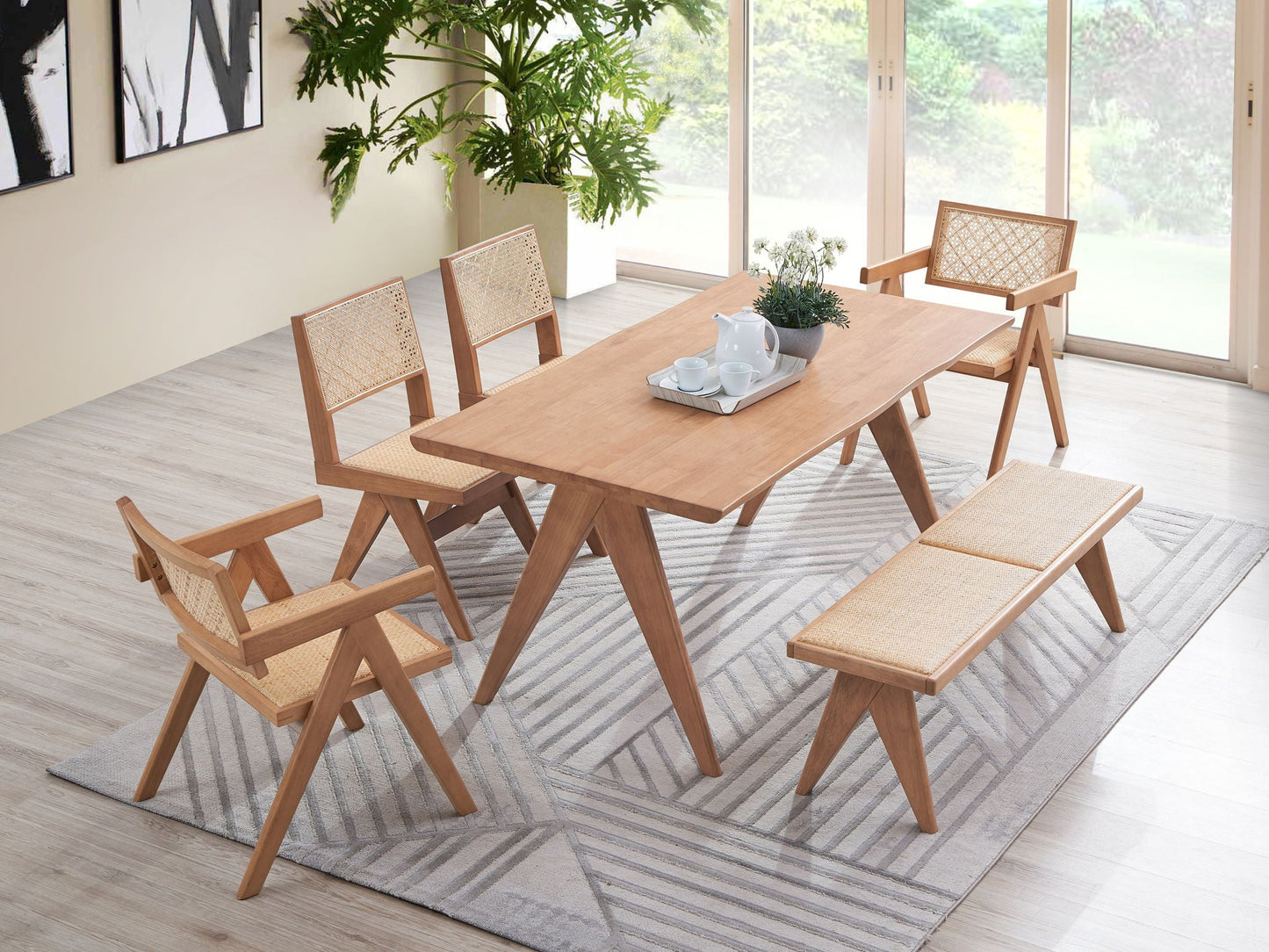 Valentina - 6 Piece Patio Furniture Set - Rattan / Natural- Unique Piece Furniture- {{Product type}}