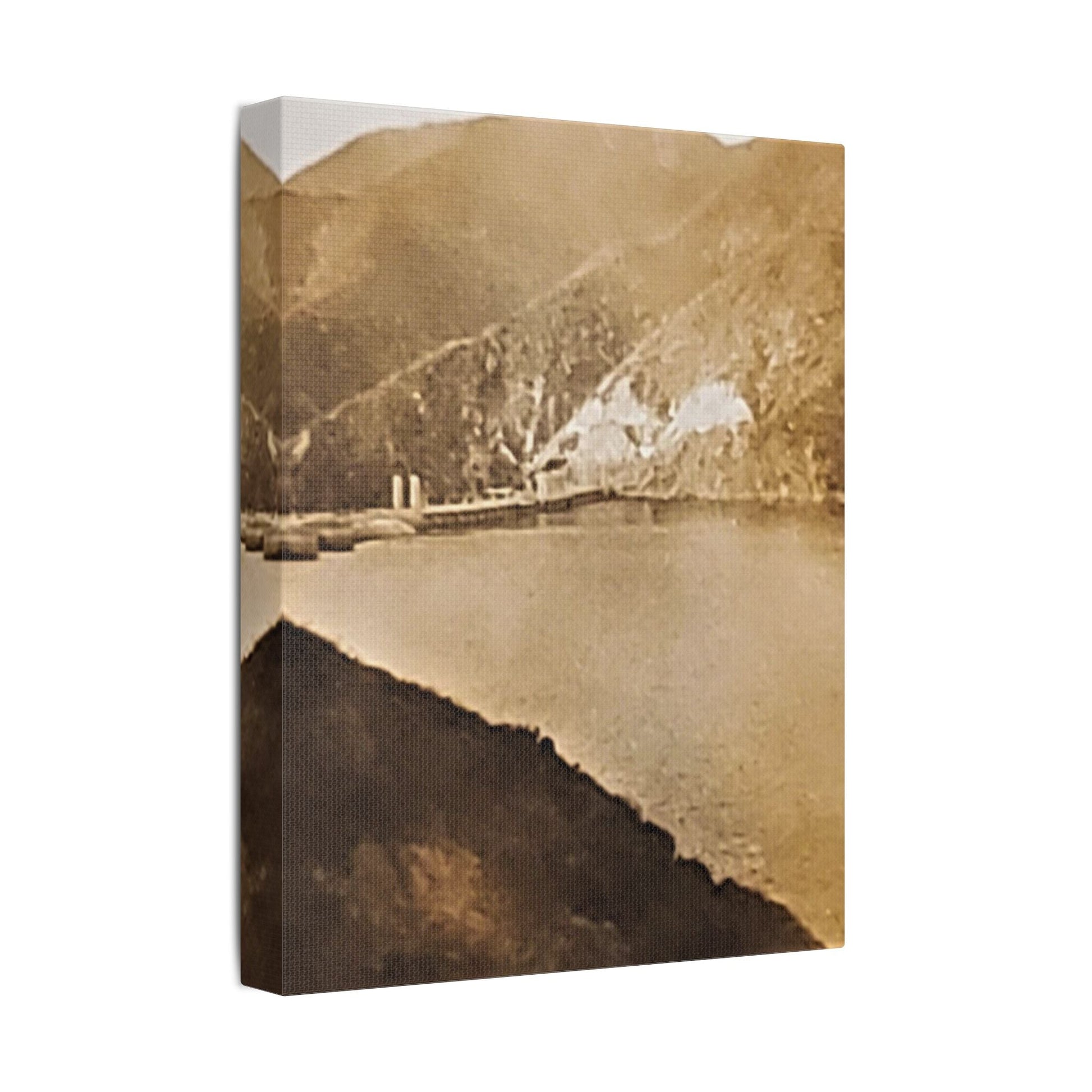 Morris Dam Lake Satin Canvas Stretched
