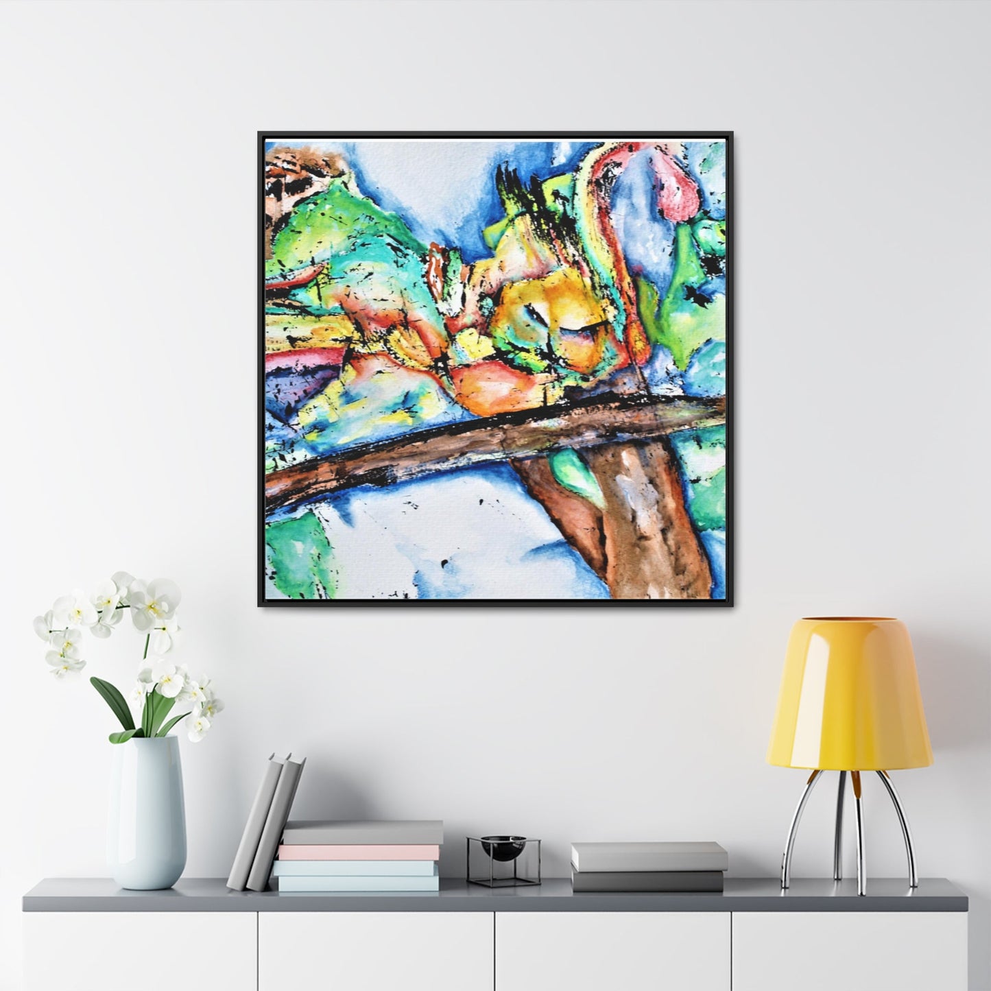 Owl In Flight Gallery Canvas Wraps, Square Frame Printify