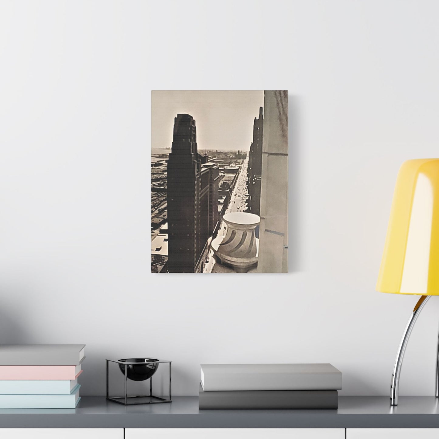Michigan Ave Chicago Satin Canvas Stretched 12″ x 16″ (Vertical) 1.5"