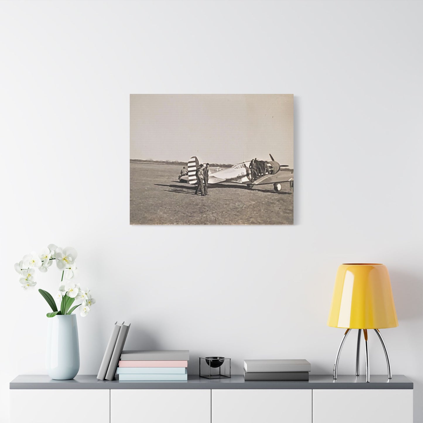 Army Pursuit Plane Ames Airport 1939 Satin Canvas, Stretched