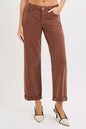 RISEN Tummy Control Mid Rise Ankle Barrel Baggy - COCOA - jeans