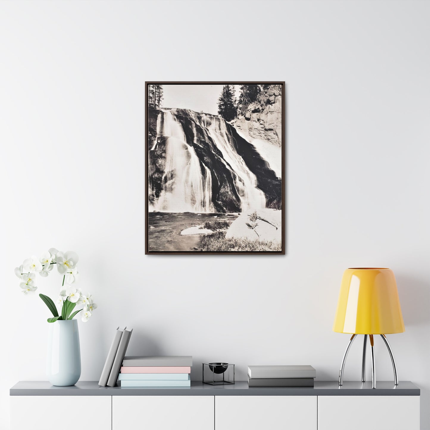 Gibbon Falls Yellowstone Gallery Canvas Wraps, Vertical Frame