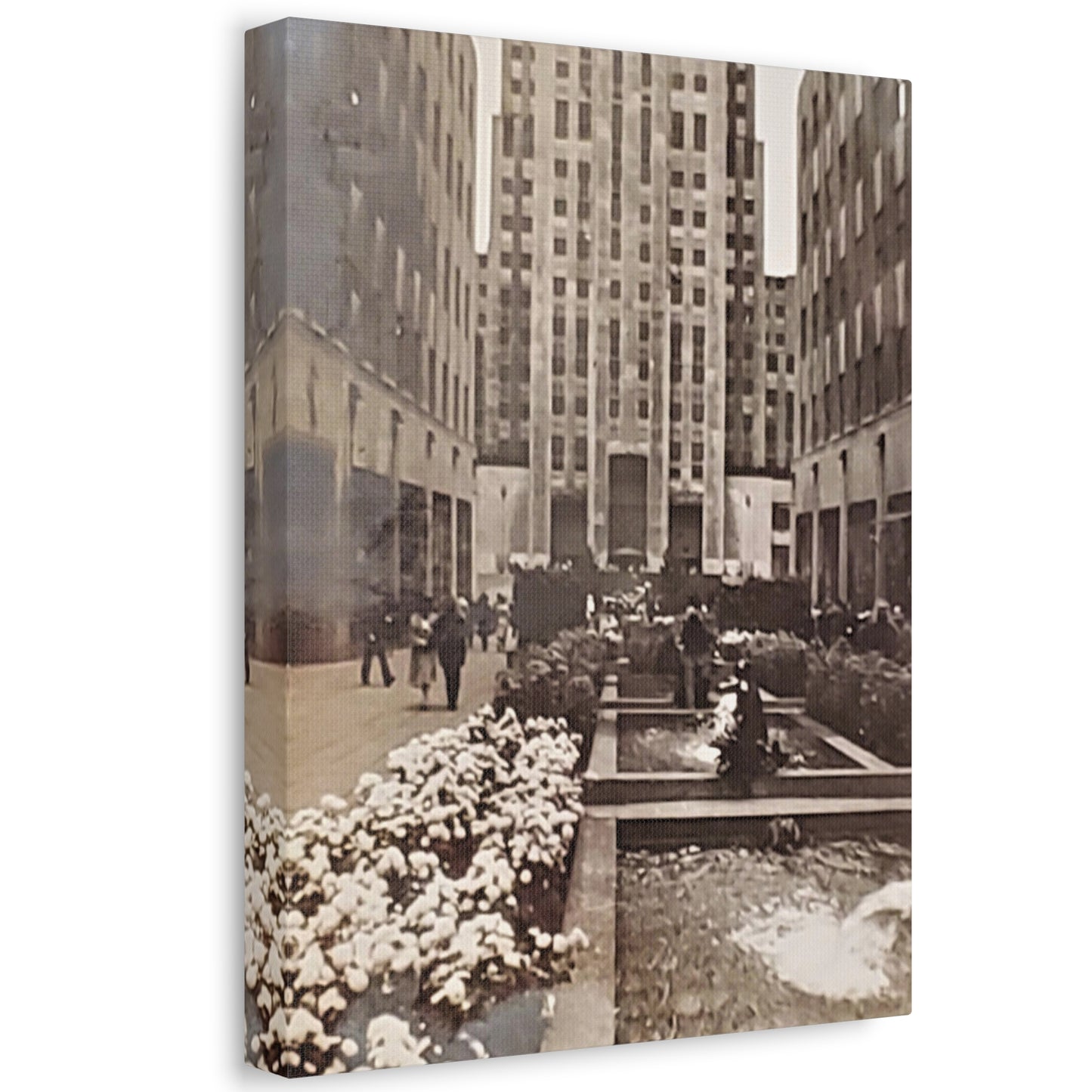 Rockefeller Plaza Stretched Canvas