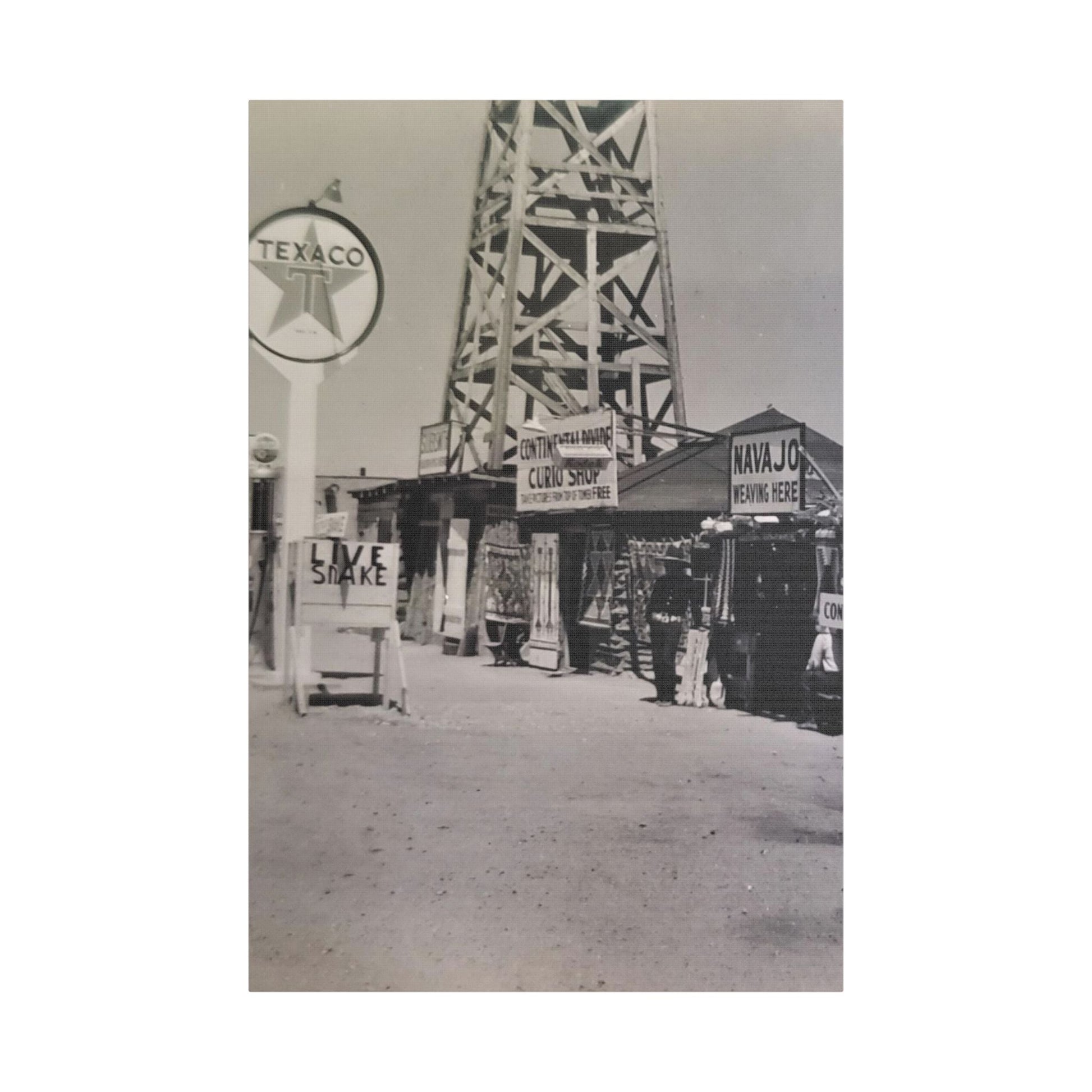 Texaco Station Continental Divide Satin Canvas Stretched
