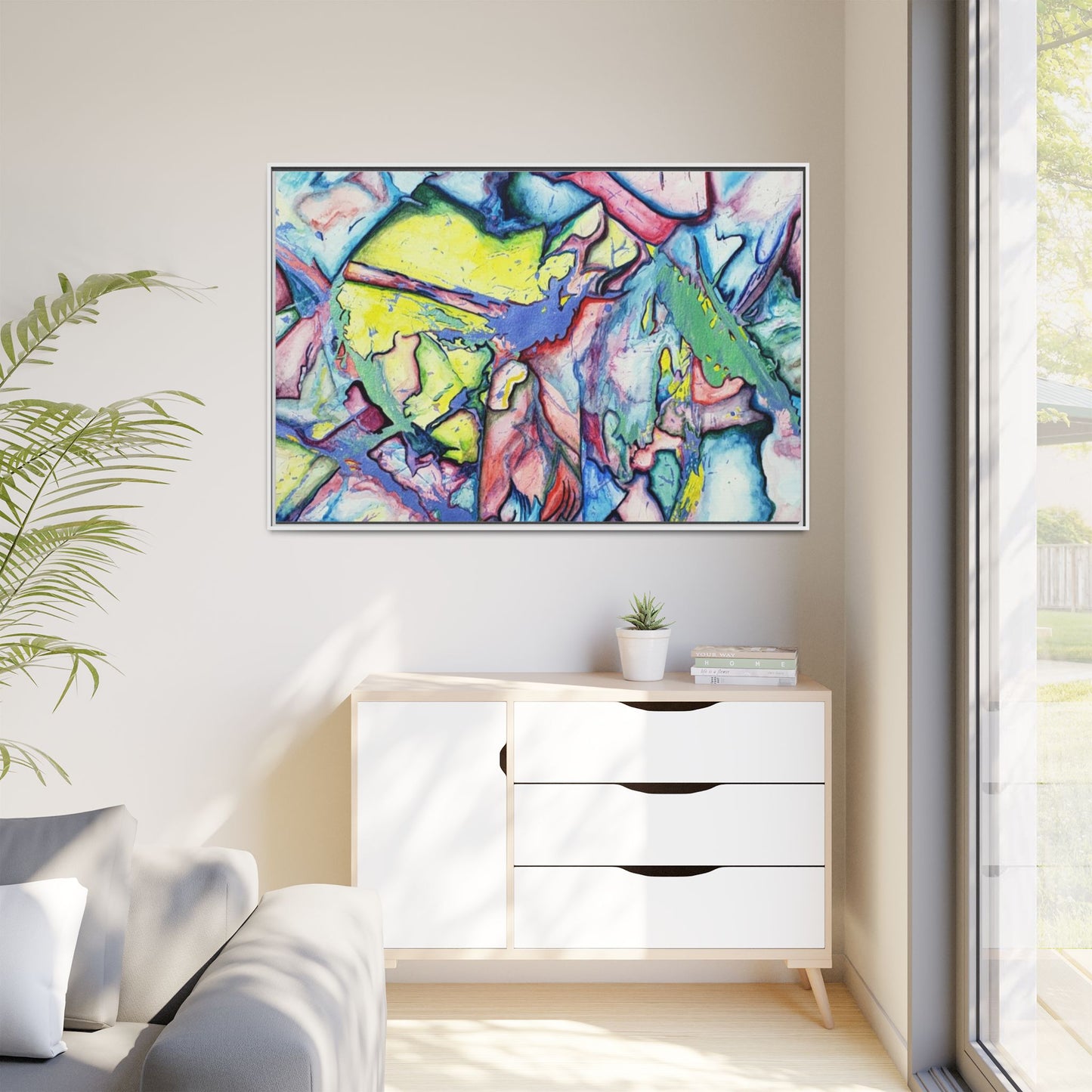 Alien Abstract Colorful Framed Canvas Art - Kia Day Design