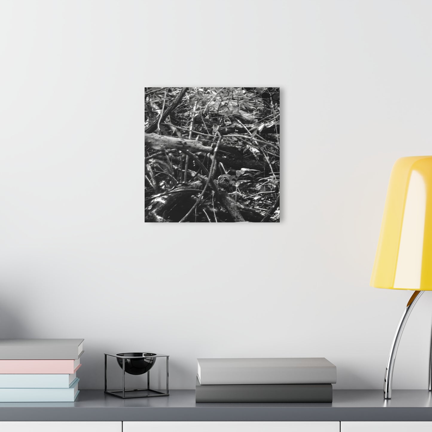 Black & White Deep Timber Path Acrylic Print French Cleat Hanging - - Home Decor