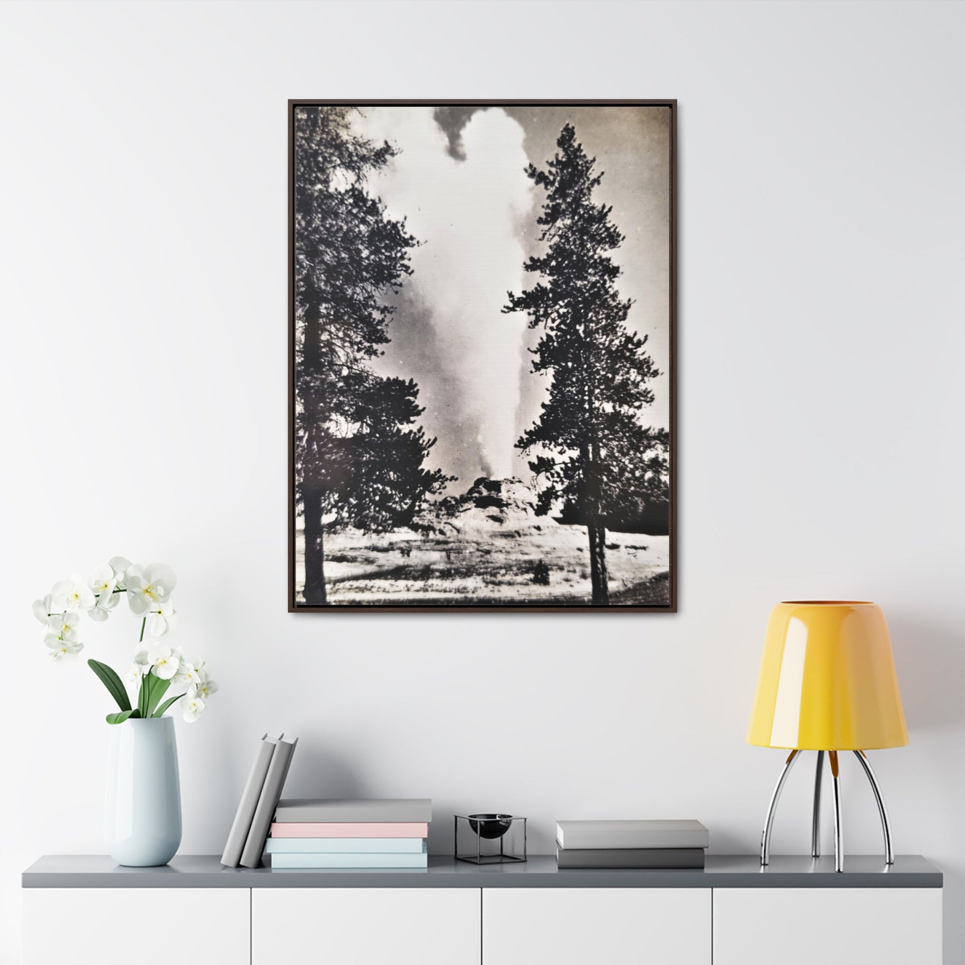 Castle Geyser Yellowstone Gallery Canvas Wraps Vertical Frame - 30″ x 40″ Premium Gallery Wraps (1.25″) Walnut - Canvas