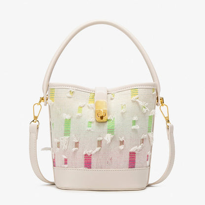 Fashion casual bucket bag, simple handbag, small tote bag, versatile commuter shoulder Crossbody bag - -