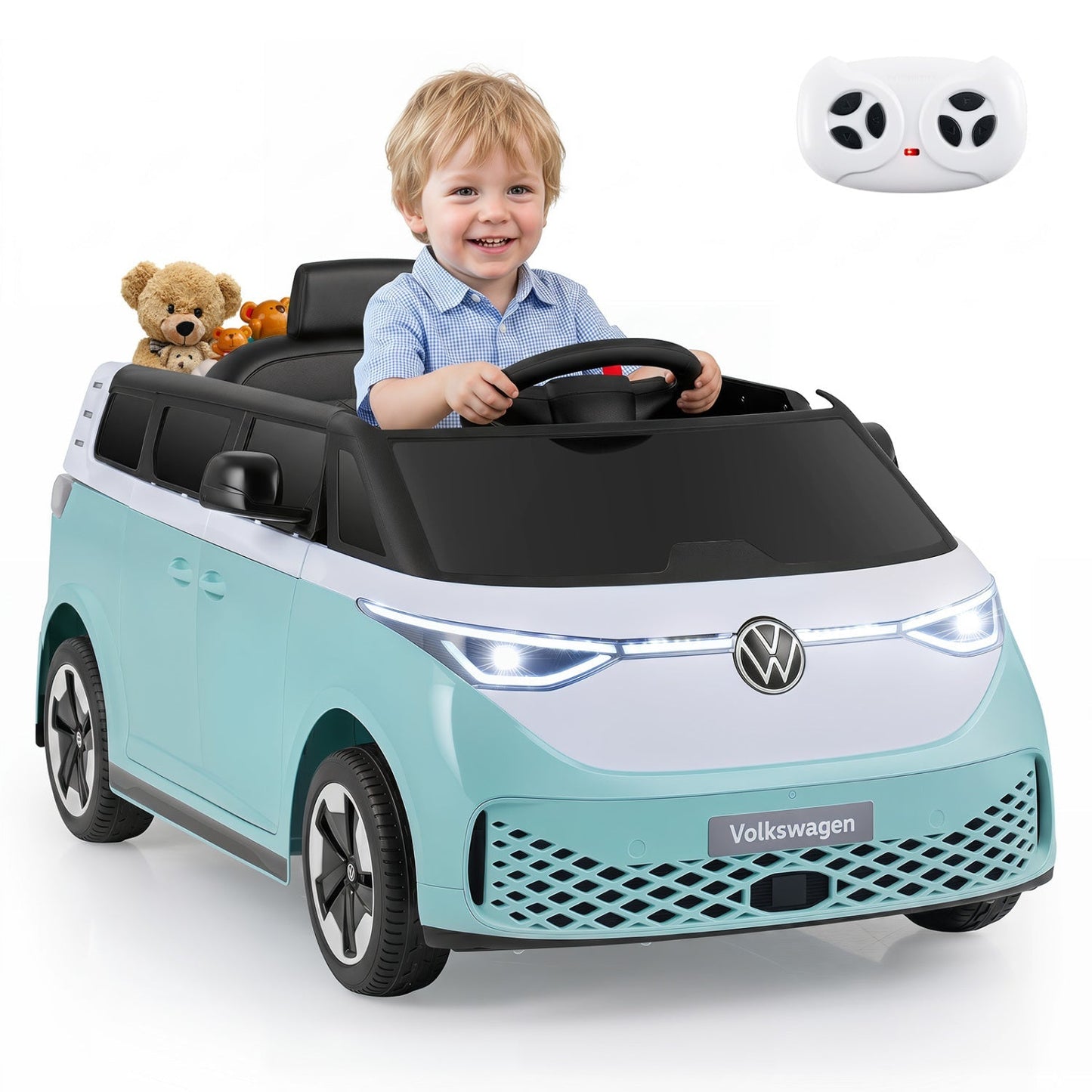 12V Electric Ride-On VW Bus with Remote Control & Music - - Ride-On Toy