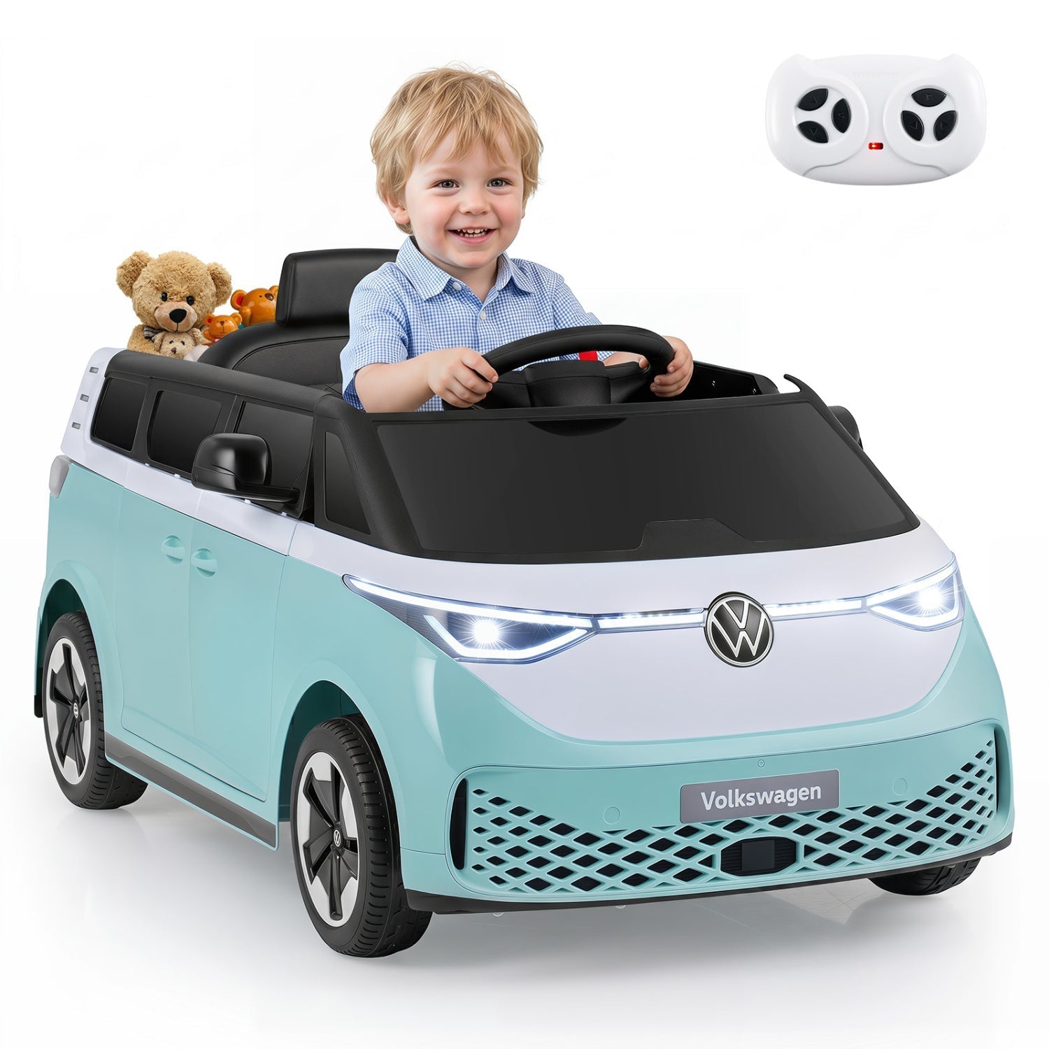 12V Electric Ride-On VW Bus with Remote Control & Music - - Ride-On Toy